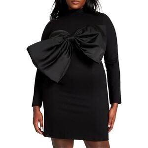 Eloquii Statement Satin Bow Long Sleeve Ponte Dress Women’s Plus Size 16